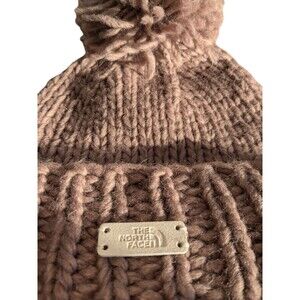 North Face Cozy Chunky Beanie-Women's-Knit-mauve-Pom Top